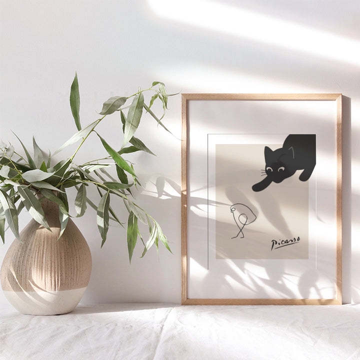 Pablo Picasso Wall Art - Black cat Home Decor - Cat Wall Art - Picasso Poster - Cat Wall Decor - Pablo Picasso Poster - Pablo Picasso print - Pablo Picasso Art - Cute Cat Lover Gift for Women - Bird