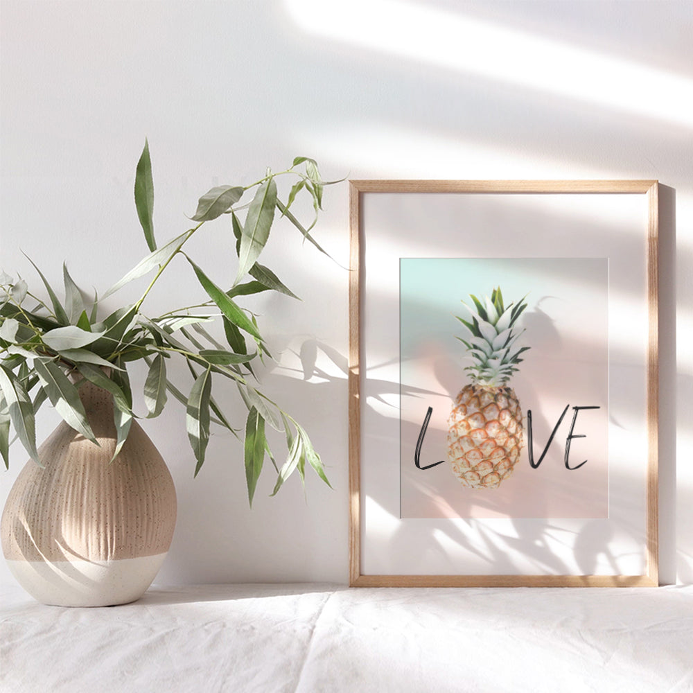 Pineapple decor - Tropical Wall Decor - Love Wall Decor - Beach House Decor - Kitchen Wall Decor - Dining Room Wall Art - Romantic Art Gifts for Her - 8x10 Unframed