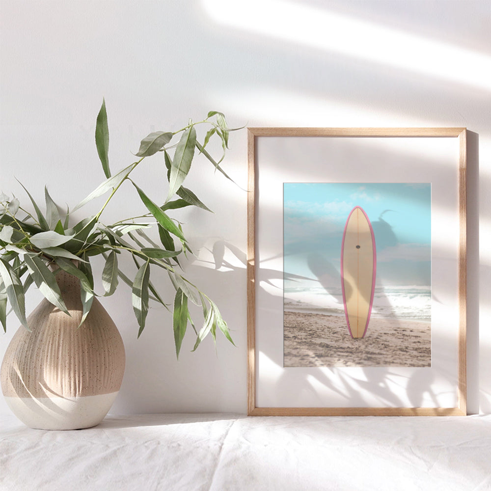 Beach Surfboard Wall Art Print - 8x10 Nautical Decor Ocean Photo Picture for Beach Home, Office, Living Room, Bathroom, Bath, Bedroom - Gift for Surfing Fans, Surfers