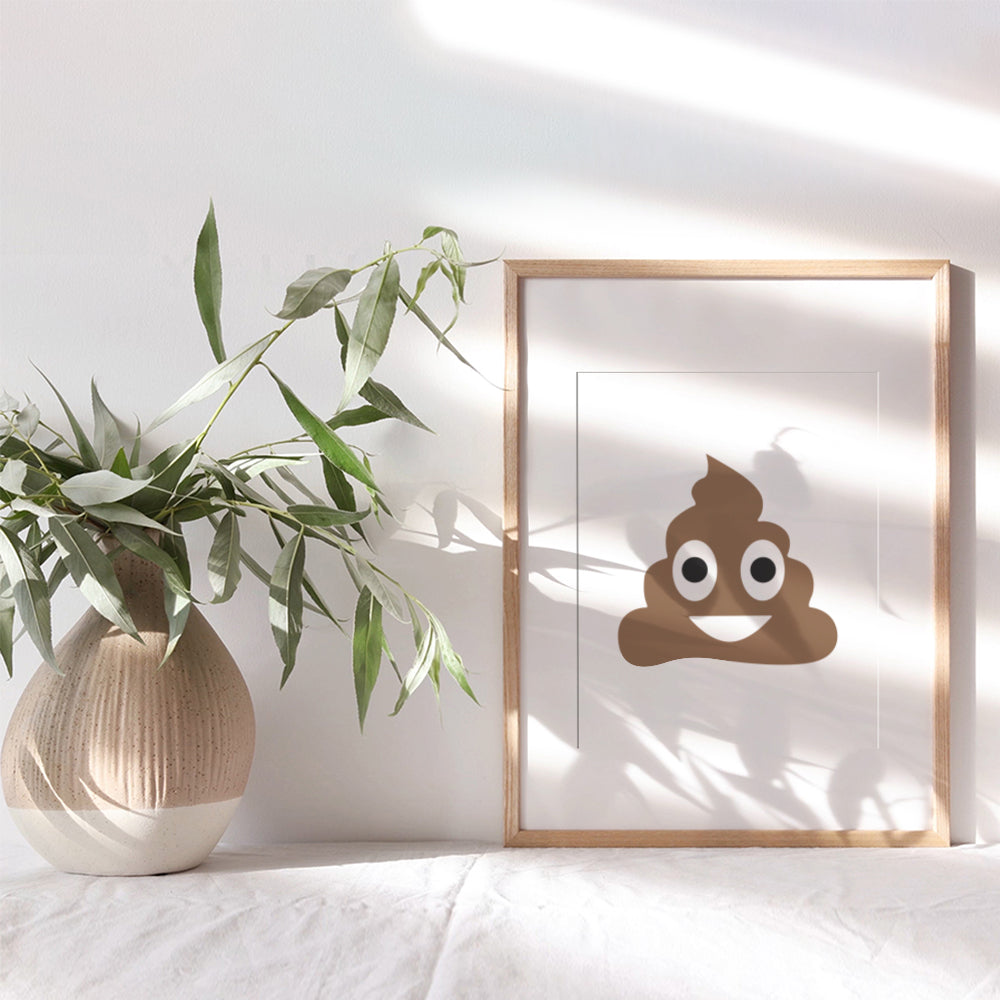 Poop Emoticon Bathroom Wall Art Print - Funny Home Decor for Bath - Makes a Humorous Gag Gift - 8x10 Photo - Unframed