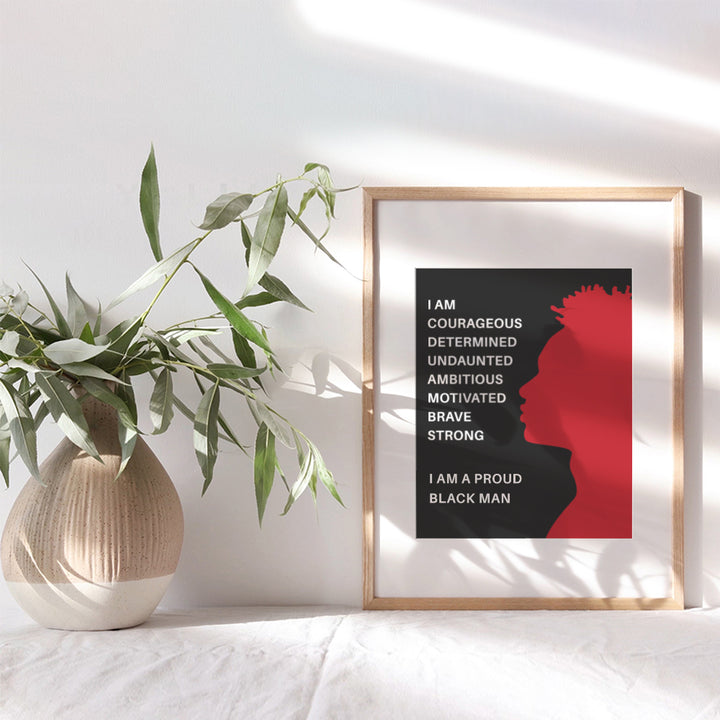 Proud Black Man Poster - 8x10 African American Motivational Wall Art - Black Wall Art - Black Pride Room Decor - Gift for Men, Boys, Teens Bedroom, Classroom, Living Room, Home, Apartment, Dorm