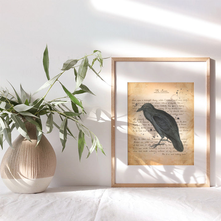 Goth Gothic Home Decor, Wall Art - Creepy Edgar Allan Poe The Raven Poem for Living Room, Bedroom, Bathroom, Kitchen - Vintage Rustic Decoration or Gift - 8x10 UNFRAMED Retro Poster Print