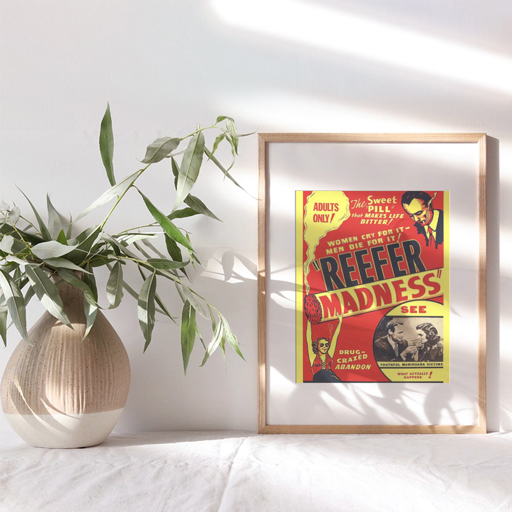 Reefer Madness - Dope Wall Art - Marijuana Decorations - Pothead Gifts - Weed Gifts - Cannabis Gifts - Stoner Room Decor Accessories - Ganja Wall Art for Men, Women - 8x10 Vintage Movie Poster