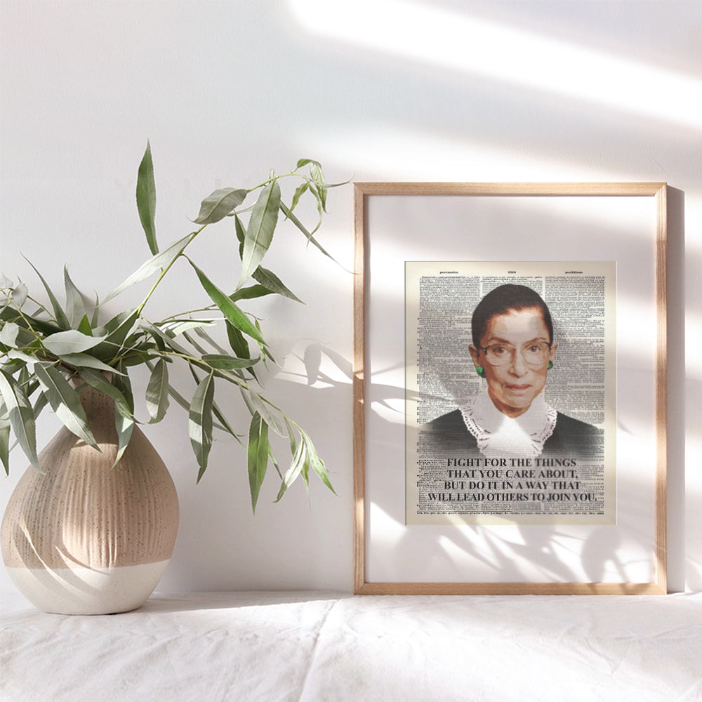 Ruth Bader Ginsburg Wall Art Print - Inspirational Quote Dictionary Home Decor Picture - Upcycled Motivational Decoration for Office, Living Room, Apartment - Gift for RBG Fans - 8x10 Poster