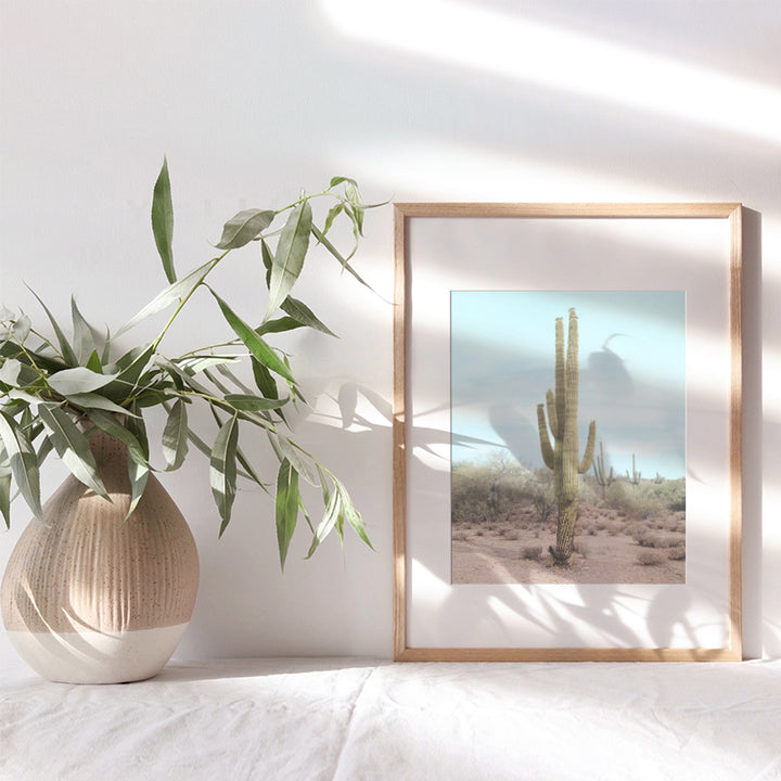 Saguaro Cactus, Desert Wall Art Decor - 8x10 Travel Poster for Bedroom, Living Room, Office, Bathroom - Gift for California, Arizona, Utah, New Mexico Nature Fan - UNFRAMED Picture Photo Photograph