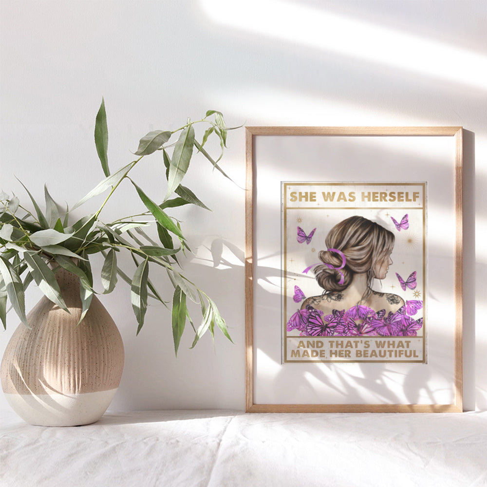 Inspirational Boho Wall Art for Women - Pink Purple Bedroom Living room Home Decor - Motivational poster - Positive Quotes Wall Decor - Daughter Gifts - Women's empowerment - Yellowbird Art & Design