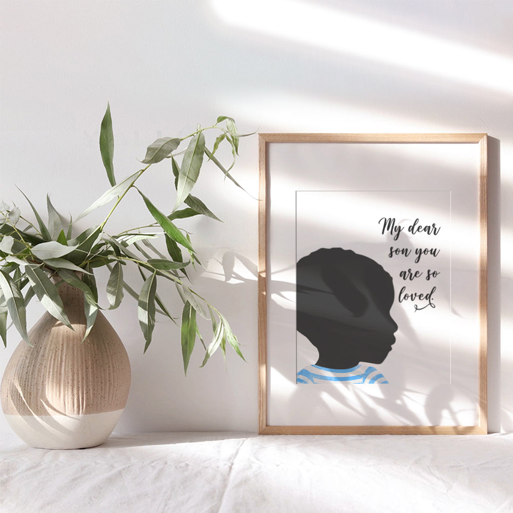 African American Boys Room Decor - Black Boys Bedroom Decor - Wall Art for Little Boys, Toddler Boys, Baby Boys Bedroom, Kids Room - Son Gifts -Cute Afro American Home Decoration