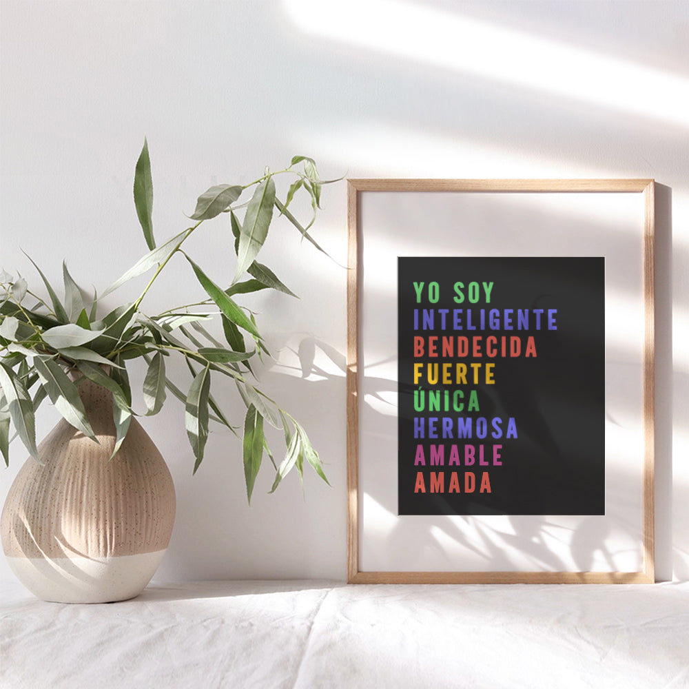 Decoracion Para Mujer y Ninos - Decoracion Para Sala - Afirmaciones Positivas - Spanish Classroom Decor - Decoracion de Pared- Inspirational positive Quotes, Kids, Women - Mexican Wall Art, Regalos