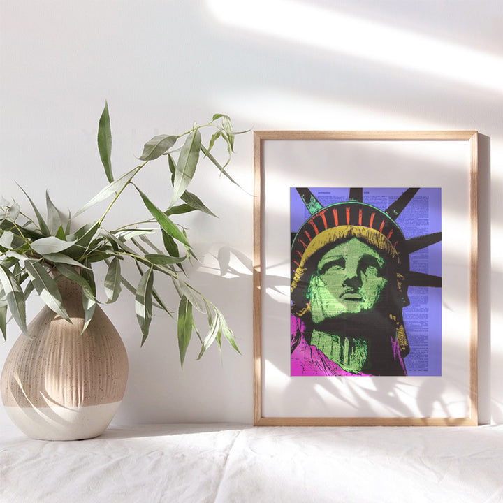 Statue of Liberty - Wall Art Print on Dictionary Photo - Ready to Frame (8X10) Vintage Photo - Makes a Great Gift for Home Decor, Living Room, Bedroom - New York City Pop Art - NYC