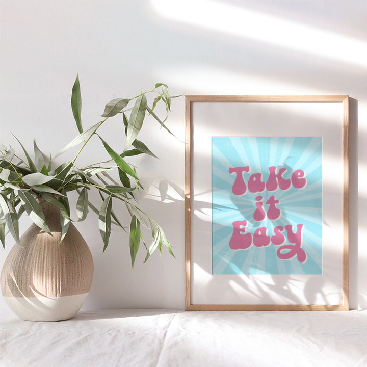 Preppy positive Quotes Wall Decor - 60s Retro Aesthetic Room Decor - Trendy Wall Art for Women, Woman, Teen Girls, College Dorm Room Decor - 70s Hippie Light Blue and Pink Self-care Sayings Poster