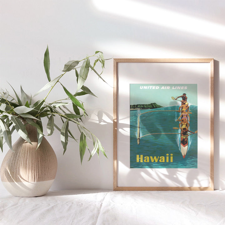 Vintage Hawaii Travel Poster Wall Art Print - 8x10 Photo - Perfect Tropical Home Decor for Lake or Beach House, Living Room, Bedroom, Bathroom, Den - A Great Easy Gift for People Who Travel - Unframed