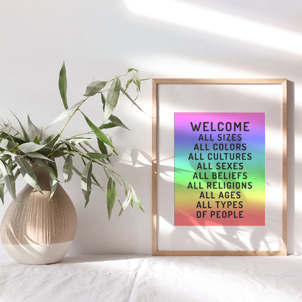 Welcome Sign - Welcome Wall Decor - Welcome Wall Art Picture - Welcome Poster Print - Home Office Store Bar - Black African American Art - LGBTQ Queer Gay Bi Lesbian Latino, Liberal Democrat Gifts