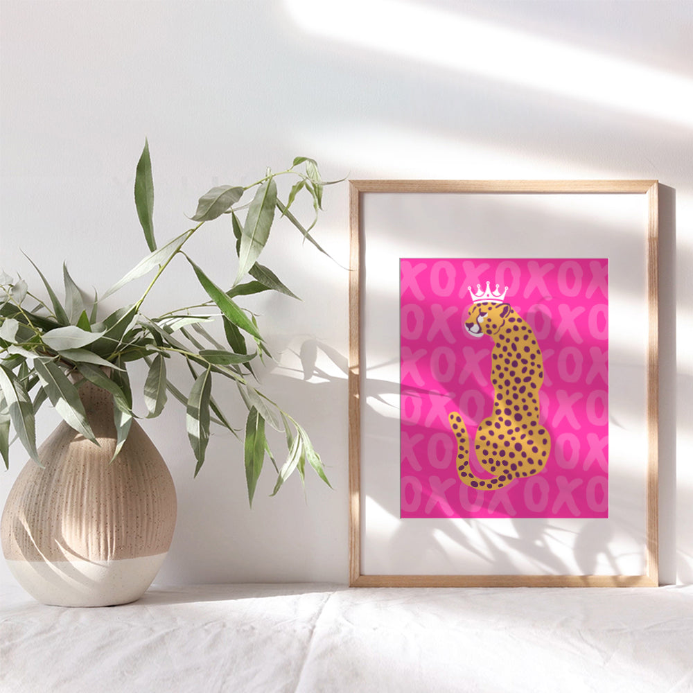 Cheetah Wall Art - Cheetah Print Wall Decor - Indie Trendy Aesthetic Room Decor - Pink Preppy Room Decor - Yellowbird Art & Design Wall Art - Leopard Home Decor - Teen Girls Womens Bedroom Decor