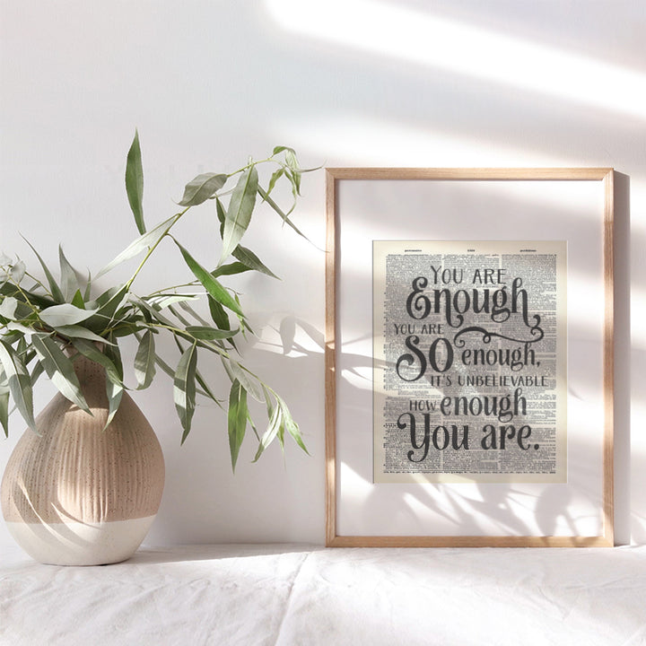 You Are Enough Motivational Wall Art Print - 8x10 Inspirational Wall Art, Dictionary Wall Art, Home Decor, Room Decoration Photo Picture - Cool Unique Gift - Unframed Poster