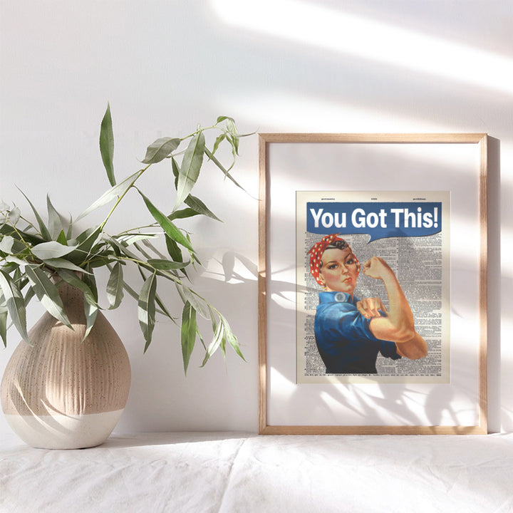 You Got This on Photo of Dictionary Page - Unframed Wall Art Print - Great Motivational or Inspirational Gift - Cool Home Decor - Ready to Frame Vintage (8x10) Photo - Rosie The Riveter