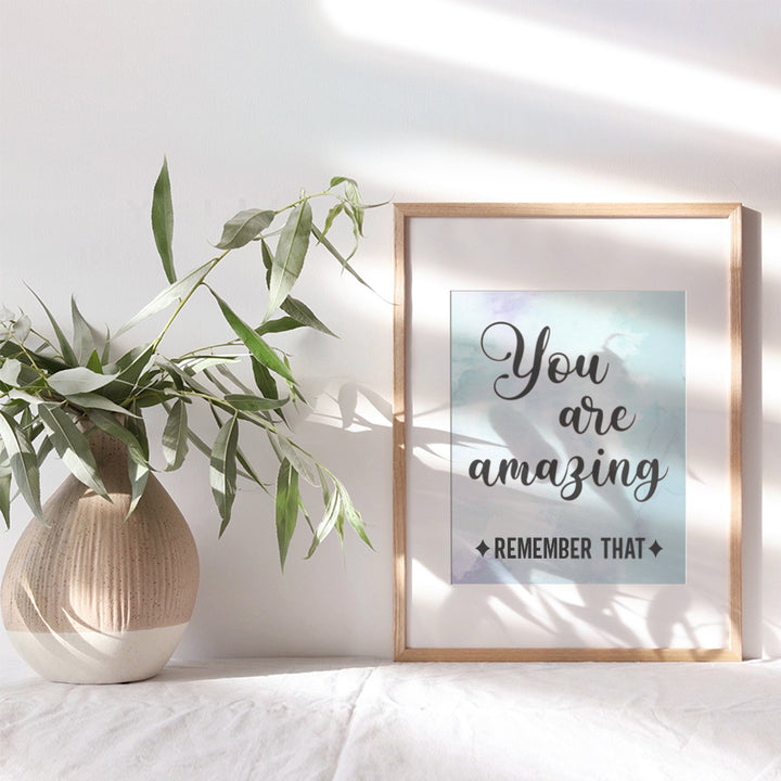 You Are Amazing Typography - Unframed Watercolor Wall Art Print - Makes a Great Gift for Teachers - Chic Home Decor - Inspirational and Motivational - Ready to Frame (8x10) Photo