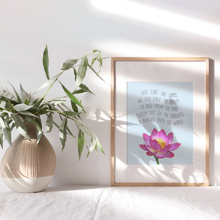 Inspirational Zen Lotus Quote Wall Art Decor Print - Spiritual 8x10 Home, Office, Apartment, Yoga Studio, Meditation Room Decor - Motivational Gift for Buddhist, Buddha Fan - Unframed Poster Print