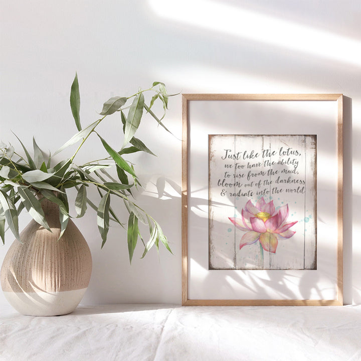 Inspirational Zen Art Print - 8x10 Motivational Lotus Wall Art Photo - Unique Spiritual Home Decor for Yoga Studio, Bathroom, Bedroom - Gift for Women, Meditation Buddha Fans - Unframed Poster