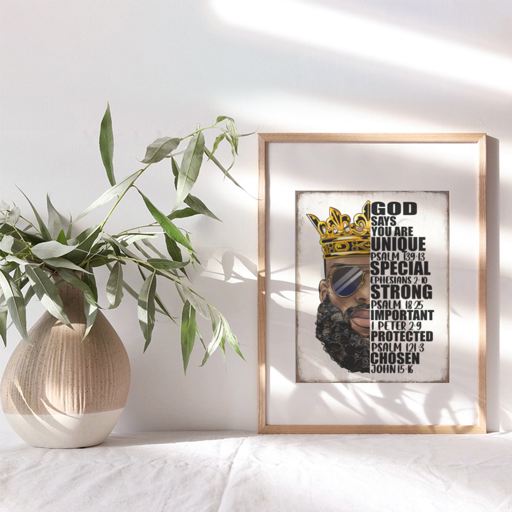 Bible Verse Gifts for Black Men - Christian Art - Psalms Inspirational Wall Decor - masculine Motivational Wall Art for Men's Bedroom, Man cave, Apartment - Religious Wall Decor for African Americans