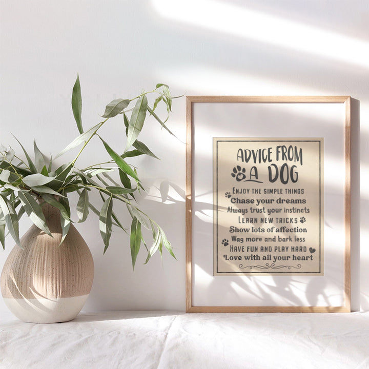 Inspirational Quotes Dog Wall Art - Dog Decor - Cute funny Rustic Wall Decor for Dogs - positive Quotes Wall Art - Family Room Decor - Dog Decorations - Dog Quotes Poster 8x10- Yellowbird Art & Design