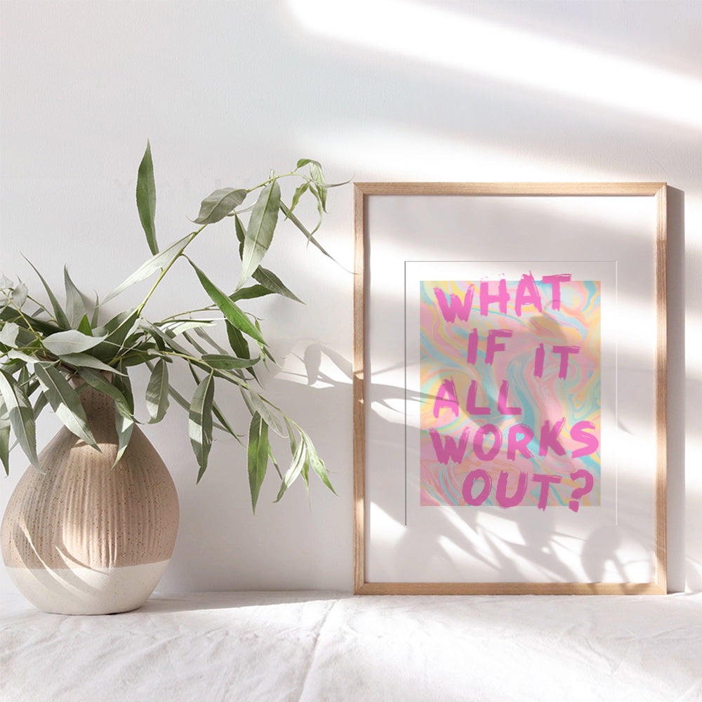 Inspirational Wall Decor for Women - Cute Preppy Room Decor - Trendy wall decor - positive Quotes Wall Decor - Office Decor for Women - Pink Psychedelic Wall Art - VSCO Abstract Aesthetic Wall Decor