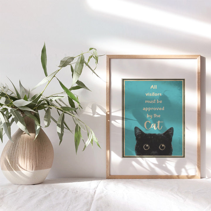 Cat Welcome Sign - Funny Cat Wall Decor - Cute Cat Poster - Cat Wall Art - Black Cat Decorations - Cat Home Decor - Cat Themed Gifts - Cat Lover Gifts for Women, Men - Cat Lover Gifts - Cat Lady