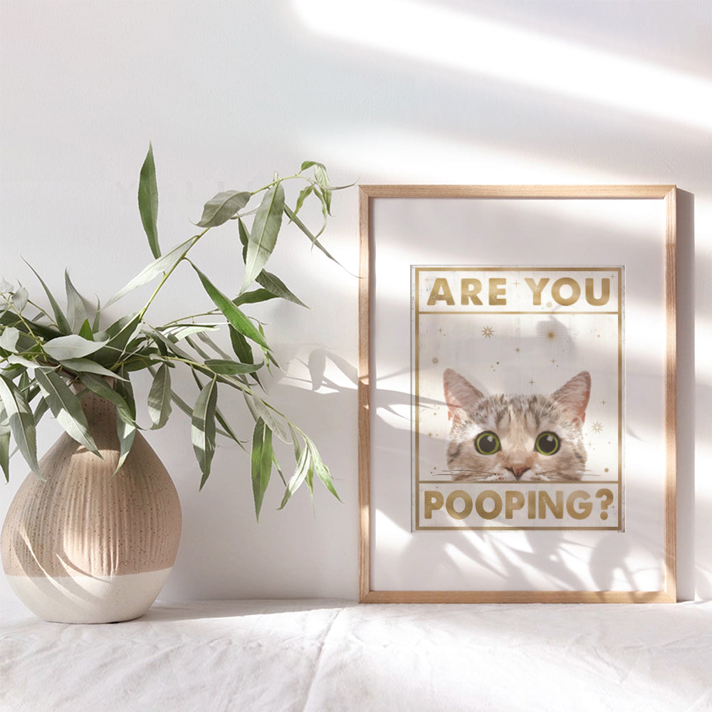 Cute Cat Bathroom Wall Art - Bathroom Wall Decor - Bathroom Decor Pictures for Women Men Kids - Modern Bathroom Accessories - Restroom Sign - Powder room decoration - Cat Lovers Funny Bathroom Decor