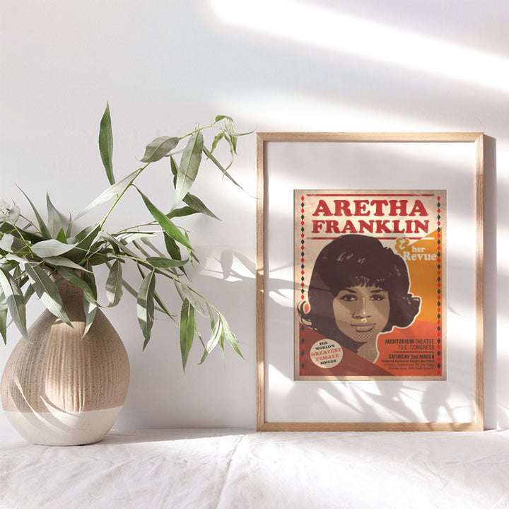 African American Aretha Franklin Decor - Motown R&B Gospel Music Wall Art - Vintage Concert Poster - Afro Black Culture - African American Women - Black Art - Black History