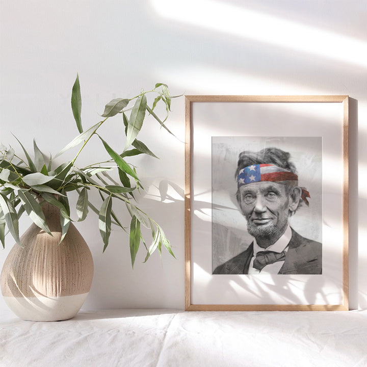 Abraham Lincoln Poster - 8x10 Patriotic Wall Decor - Republican Gifts for Conservatives - American History, Abe Lincoln Gifts - American Flag Bandana - USA Wall Art Decor - The Civil War Decorations