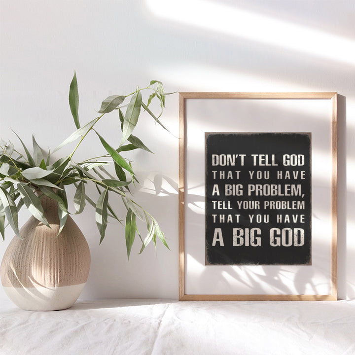 Religious Saying Wall Art - masculine Christianity - Christian Gifts for Men - Faith Wall Decor - Jesus God Motivational poster - Living room Home Office Man cave - spiritual Inspirational Home Decor