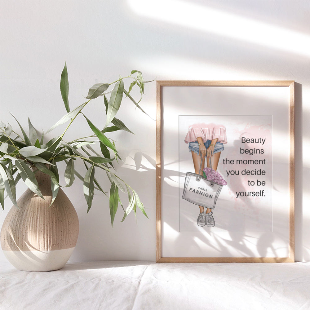 Positive Quotes Wall Decor for Women - Inspirational Quotes Wall Art - Glam Fashion Wall Decor - Motivational Wall Art For Designer Handbags Fan - Luxury Gift for Teens Bedroom, Girls Room