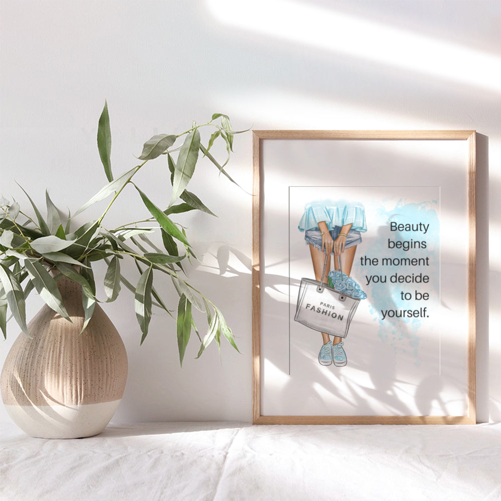 Fashion designer Inspiration Saying Wall Art - Positive Quotes Wall Decor for Women - Glamour Wall Decor - Blue Decor - Motivational poster - Luxury Designer Gift for Teens Bedroom, Girl Room