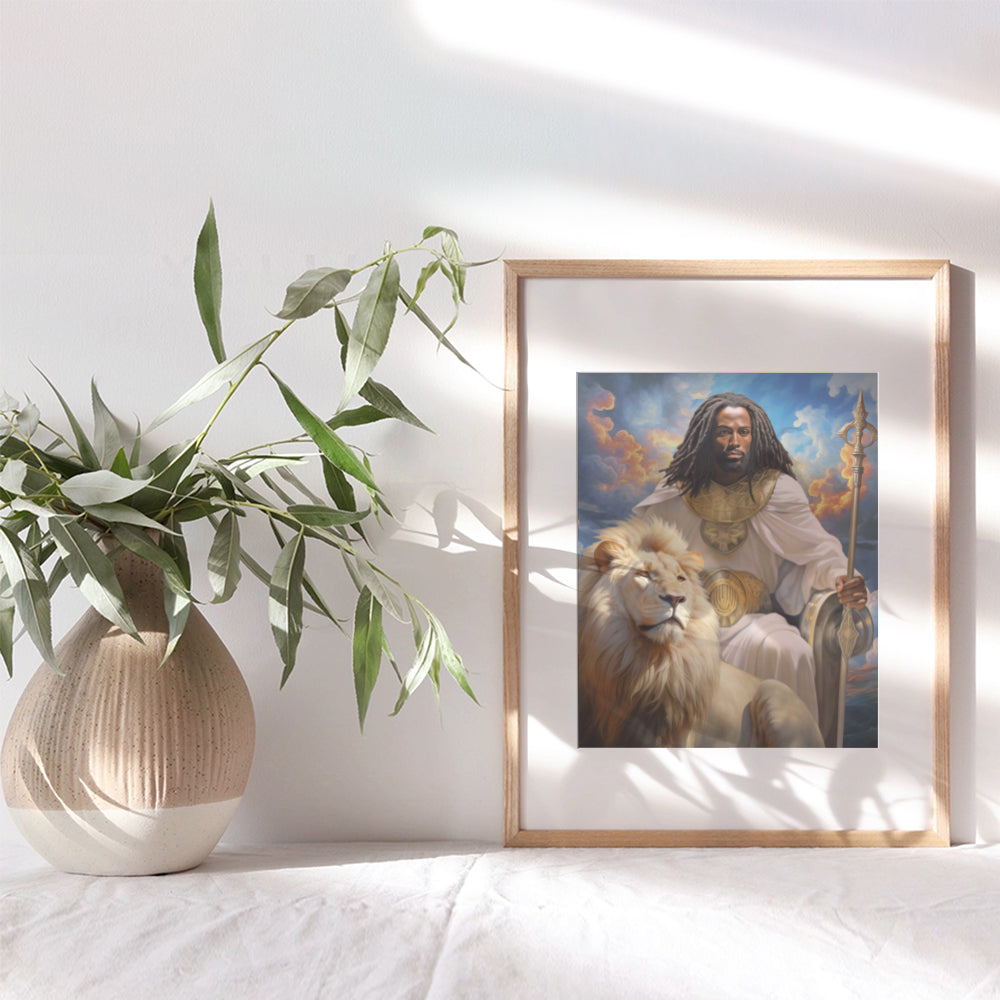 African American Wall Decor for Black Men - Black Art - masculine Motivation Inspirational Wall Art & Decor - Jesus God Christian Home Decor - spiritual Religious Gift - Man cave Picture Poster print