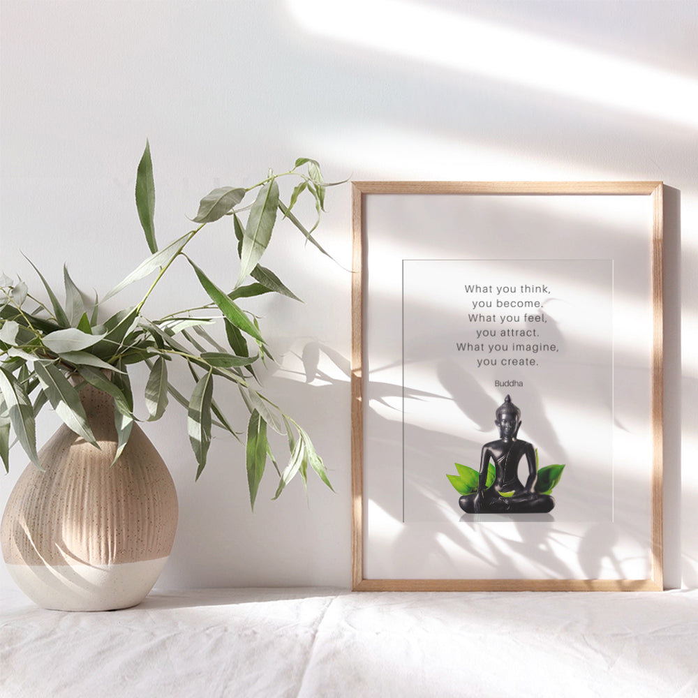 Buddha Quotes Wall Decor - Inspirational Quote Wall Art - Zen Meditation Decor - Buddha Statue Wall Art - Spiritual Gifts for Women, Men - New Age Spa Room Decor - Yoga Wall Art - Buddhism Buddhist