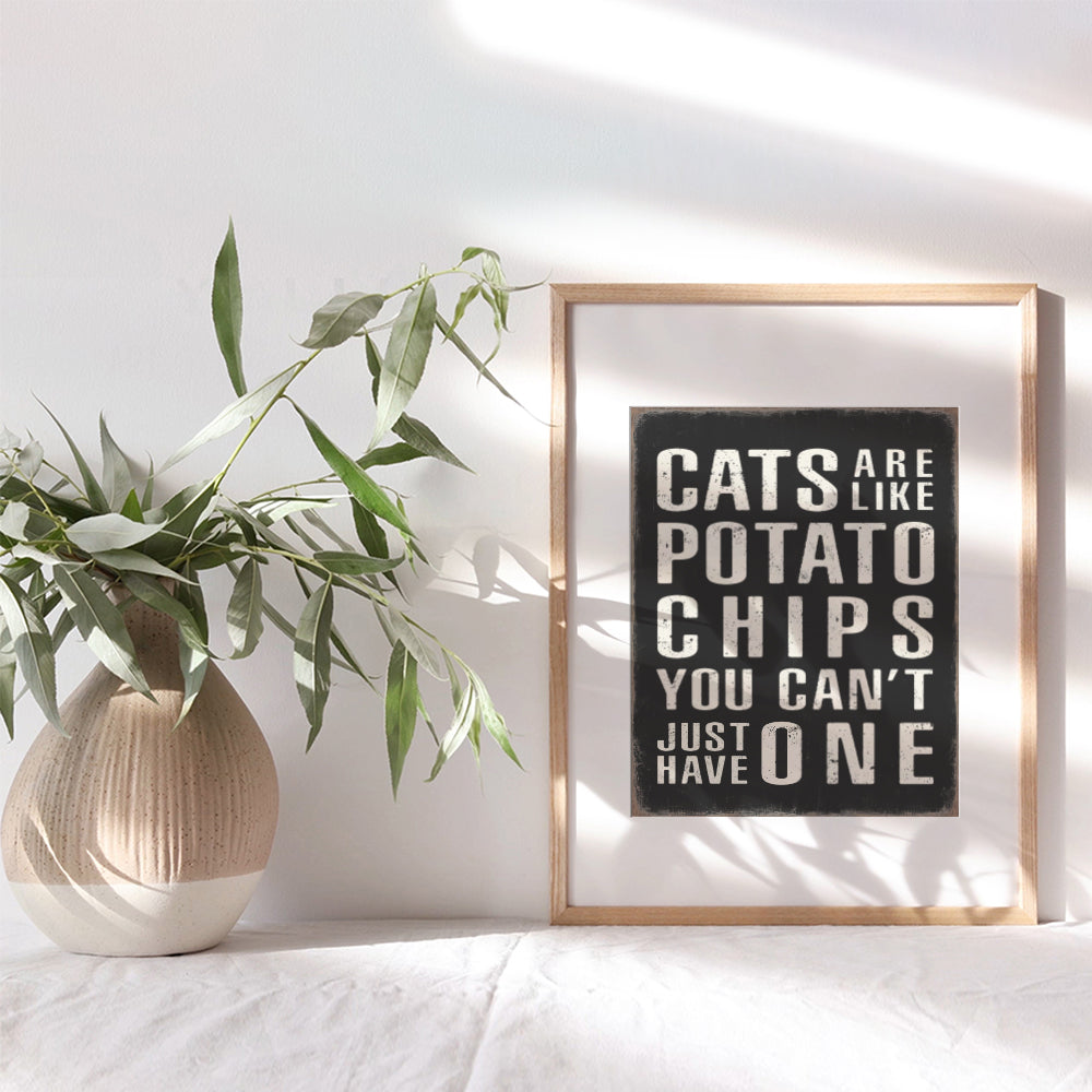 Cute Cat Stuff Wall Decor - Funny Quotes Cat Wall Art - funny Home Decor - Rustic Black Cat Decor - Cat Themed Gifts for Women, Cat Mom, Cat Dad - Cat Lovers funny Sayings - Kitty Cat Room Decor