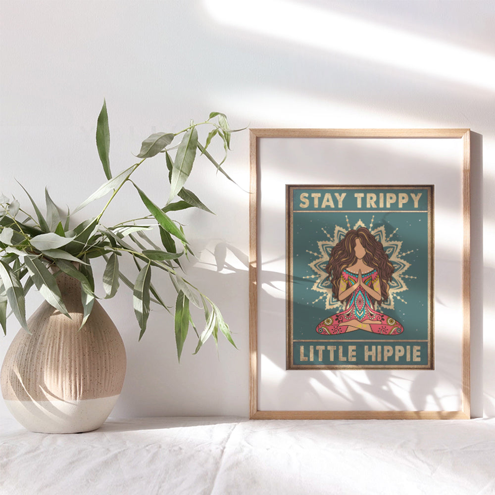 Trippy Wall Decor - Stay Trippy Little Hippie Wall Decor - Boho Wall Decor for Women, Girls - Hippie Room Decor - Bohemian Wall Art - Zen Decor - Meditation Gifts - Funny Sayings - Hippy Room Decor