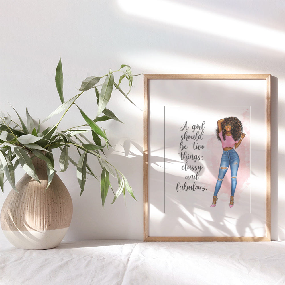 Inspirational Quote for Black African American Women - Glam High Fashion design Wall Decor - Couture Gift for Designer Shoes Fan- Luxury Wall Art - Home decoration for Bathroom, Girls Teens Bedroom