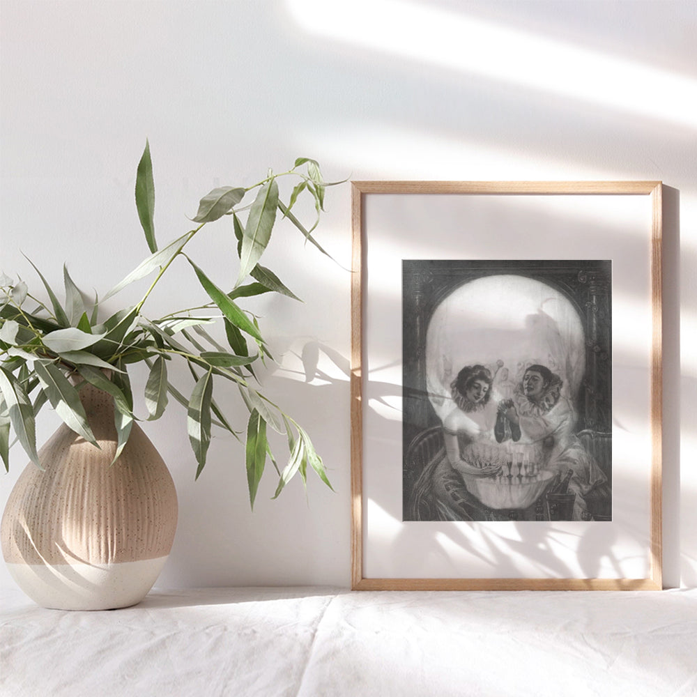 Vintage Skull Wall Decor - Creepy Skull Wall Art - Gothic Decor - Goth Wall Decor - Pagan Decor - Spooky Decor - Gothic Living Room Home Decorations - 8x10 Victorian Decor