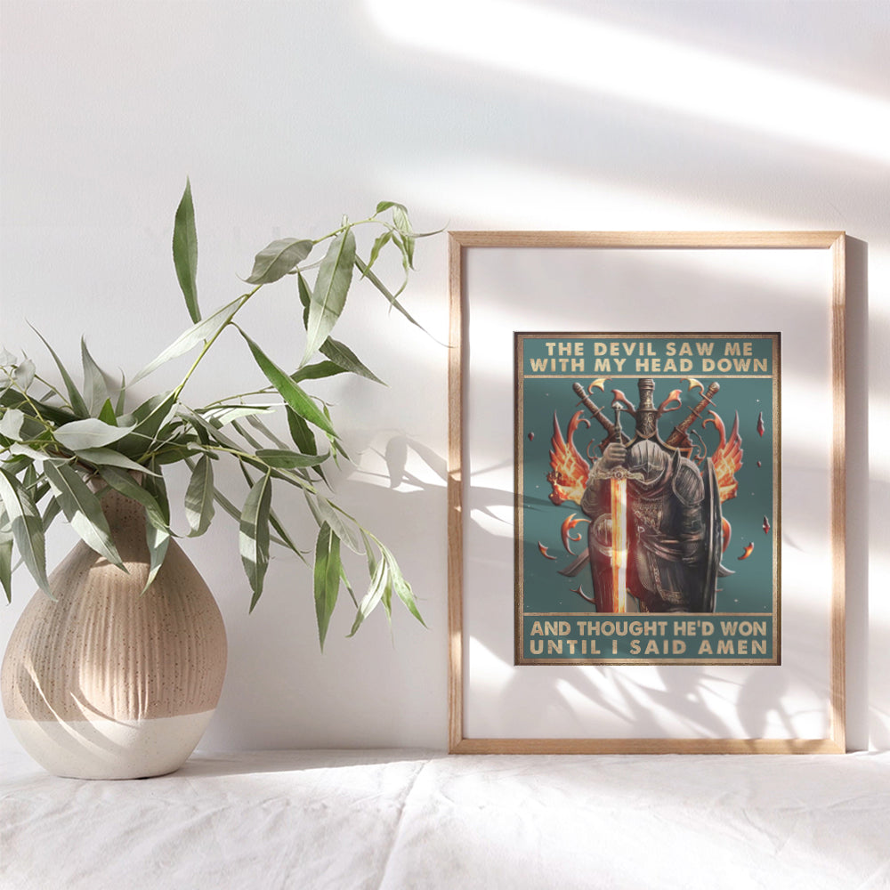 masculine Christian Wall Art & Decor - Religious Posters for Men - Christian Gifts for Men - spiritual Man cave Decor - Home Office Decor - Motivational quote - Bible Verse Scripture God Wall Decor