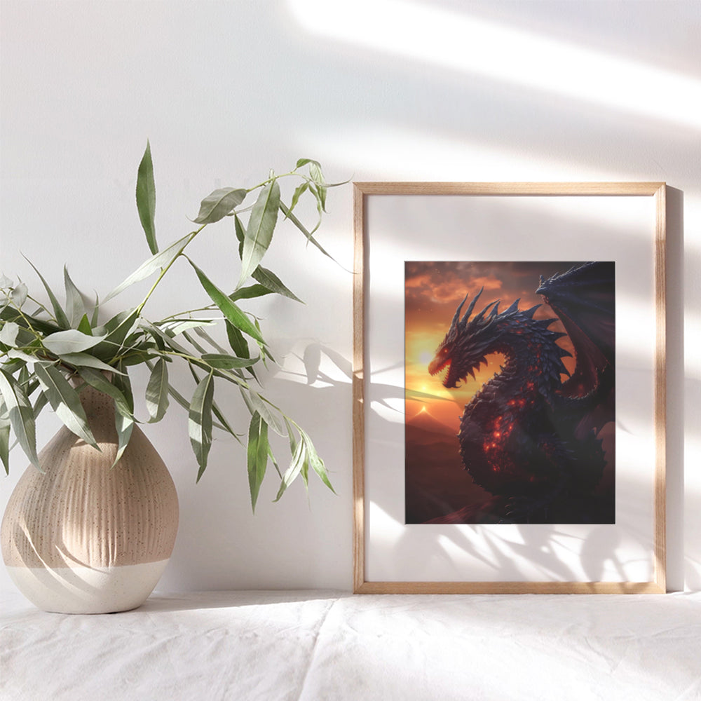 Sci Fi Dragon Wall Art - Dragon Wall Decor - Video Game Room Decor, Gamer Room Decor, Gaming Room Decor - Dorm, Man cave, Boys Bedroom, Teen Boys Room Decor for Men - Fantasy Decor - Posters for Men