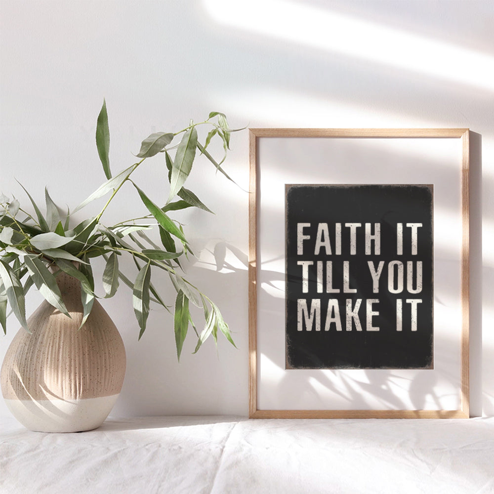 Christian Faith Religious Quotes Wall Decor - Inspirational Quotes Wall Art for Men - Rustic Farmhouse Bedroom Decor - spiritual Scripture Man cave Decor - Motivational Gifts, Religious Gifts for Him