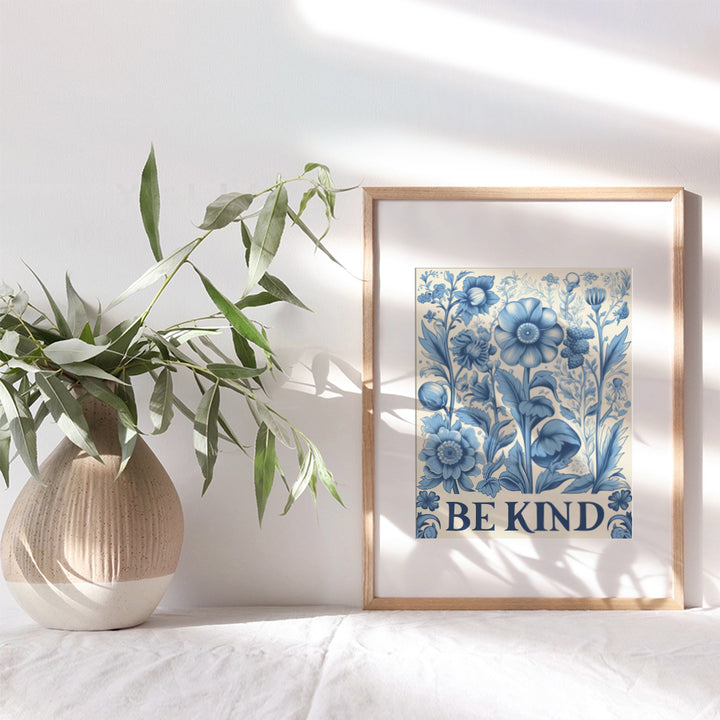 Be Kind Wall Decor - Cute Wall Decor for Women - Aesthetic Room Decor - Living room Decor - Shabby Chic Wall Decor, Inspirational Wall Decor - positive Wall Decor - Garden Wall Art, Blue Bedroom Decor