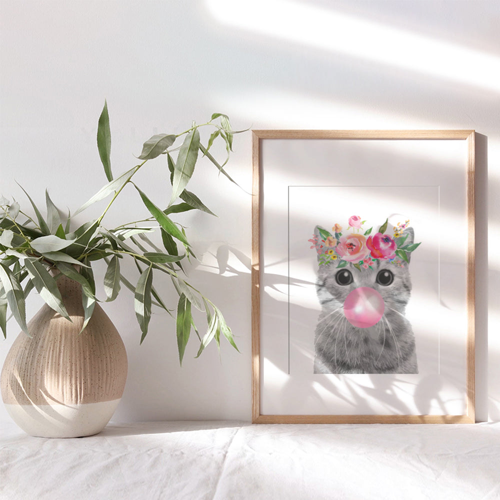 Cat Stuff Cat Wall Decor - Cute Cat Mom Gift - funny Tabby cat Decor - Cat Decorations for Women, Girls Bedroom, Baby Nursery - Cat Themed Poster - Cat Lovers Kitty Cat Room Decor - Cat Pictures