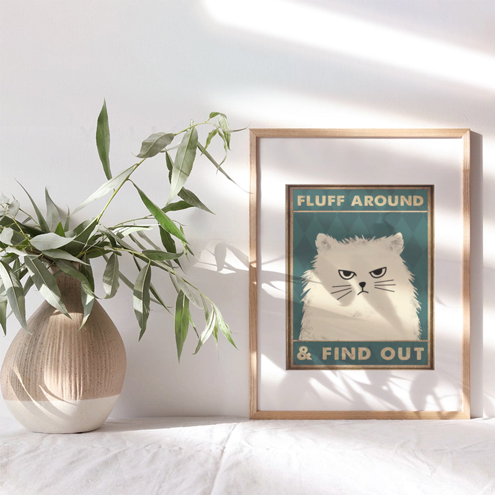 Cute Cat Stuff funny Quotes - Sarcastic Cat Wall Art - Cat Mom funny Wall Decor - Cat Poster funny Sayings - Kitty Cat Wall Decor - funny Cat Gifts for Women, Cat Dad - Cat Themed funny Wall Art