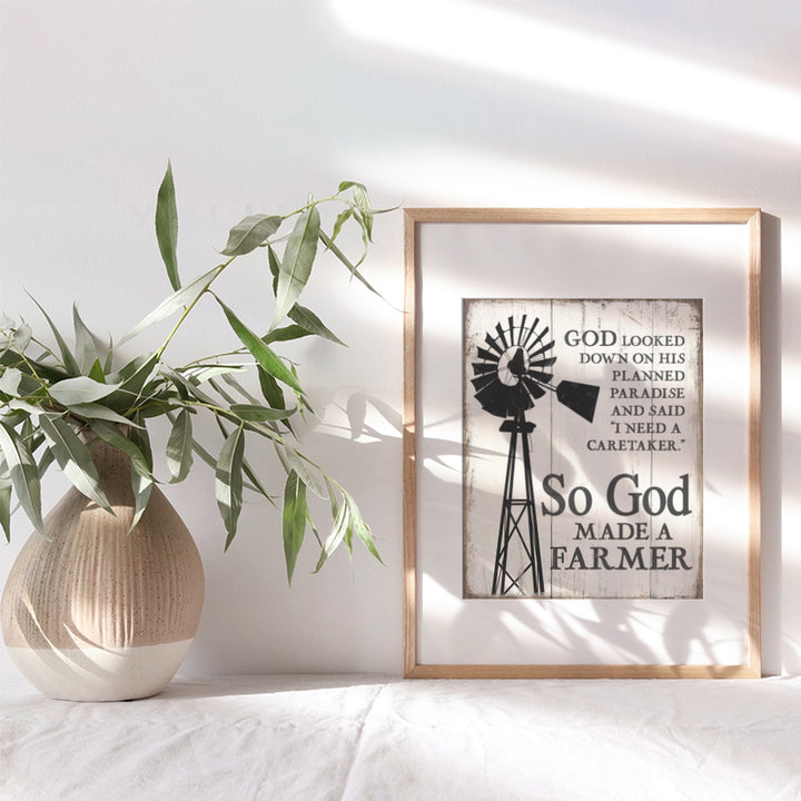 So God Made a Farmer Wall Decor - 8x10 Farm Poster - Farm Wall Art Sign - Farm Pictures - Farm Wall Decor for Living Room, Kitchen - Christian Religious Gifts - Farmhouse Decor - Paul Harvey