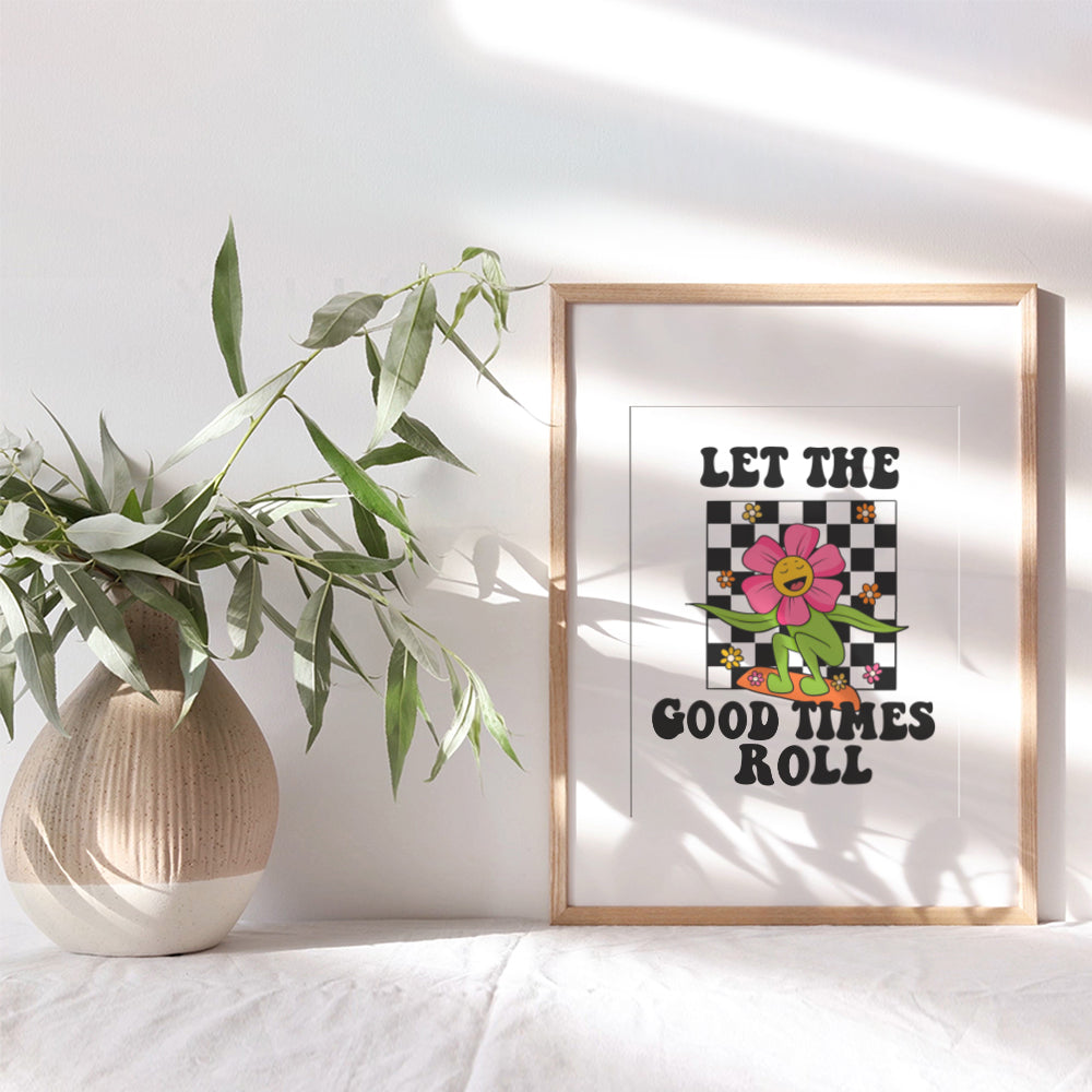 Groovy Retro style Wall Art - Preppy Room Decor - Funky Wall Art & Decor - Trendy Wall Decor for Women, Girls Bedroom, Tweens, Teen Girls Room - Positive Quotes - Indie Modern art - Trippy Poster