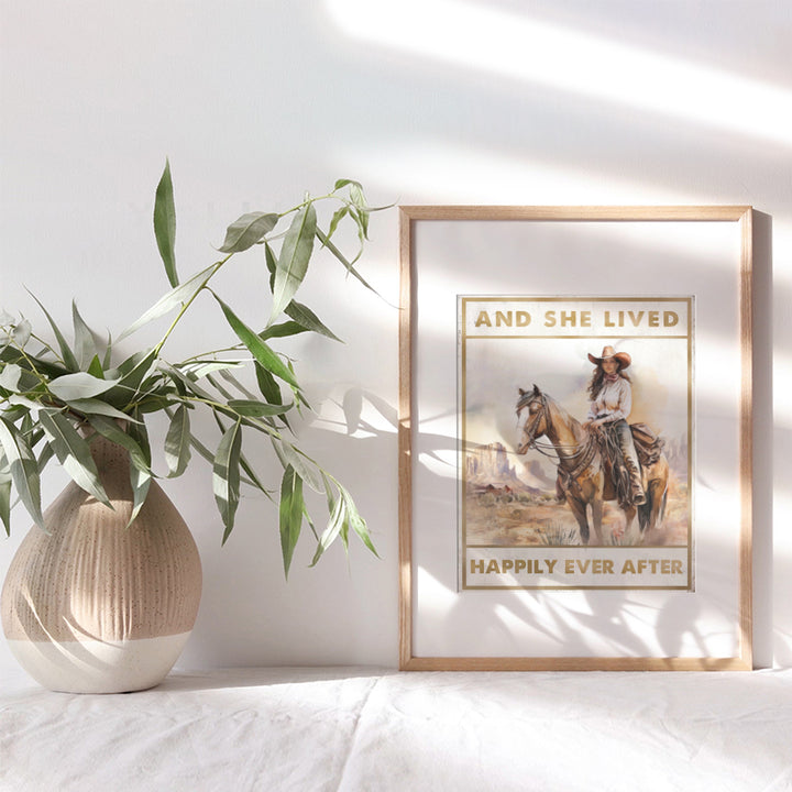 Western Home Decor for Women - Happily Ever After Sign - Horse Wall Decor - Rustic Farmhouse Style Boho Room Decor - Country Decor - Cowgirl Barn Wall Decor - Inspirational Gifts for Girls Bedroom