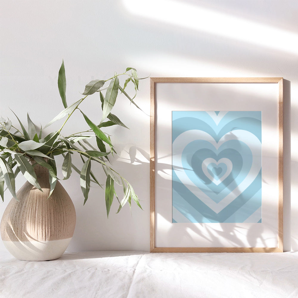 Light Blue Heart Wall Decor - Baby Blue Love Decor - 70s Pop art Trendy Room Decor - Aesthetic Minimalist Decor - Baby Boy Nursery Decor - Modern art Wall Art - Bedroom Decor for Women Girl Woman Teen