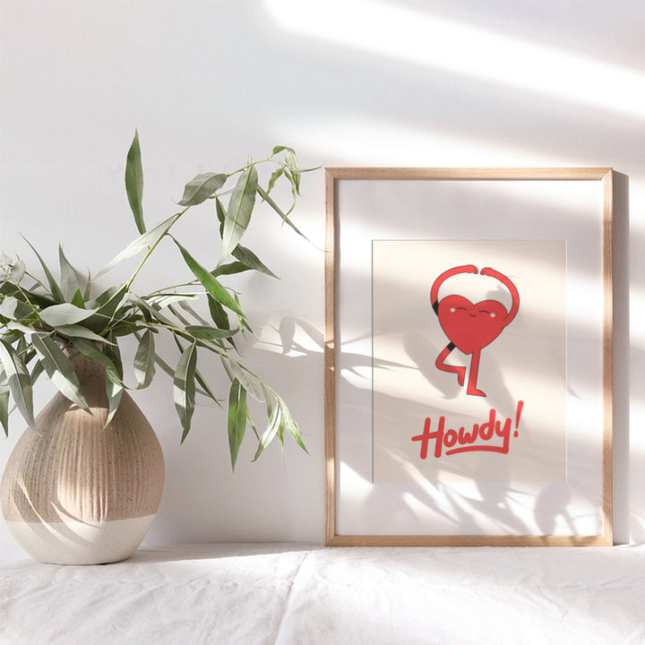 Retro style Love Wall Decor - Cute Heart Wall Art - Trendy Home Decor - Preppy Wall Art - Happy Home Decor - Funky Wall Art - Indie Eclectic 70s Retro Aesthetic Room Decor - Howdy Pop art Poster