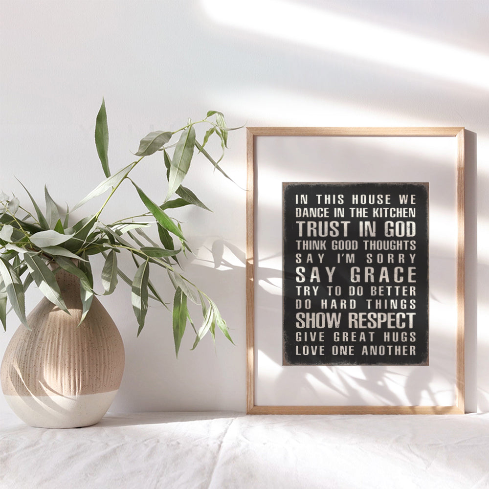 Family Signs for Home Decor Poster - 8x10 Christian Art - Religious Decor - Family Home Decor - Motivational Sayings - Inspirational Quotes - God Decor - Funny Quotes Wall Decor - Family Rules